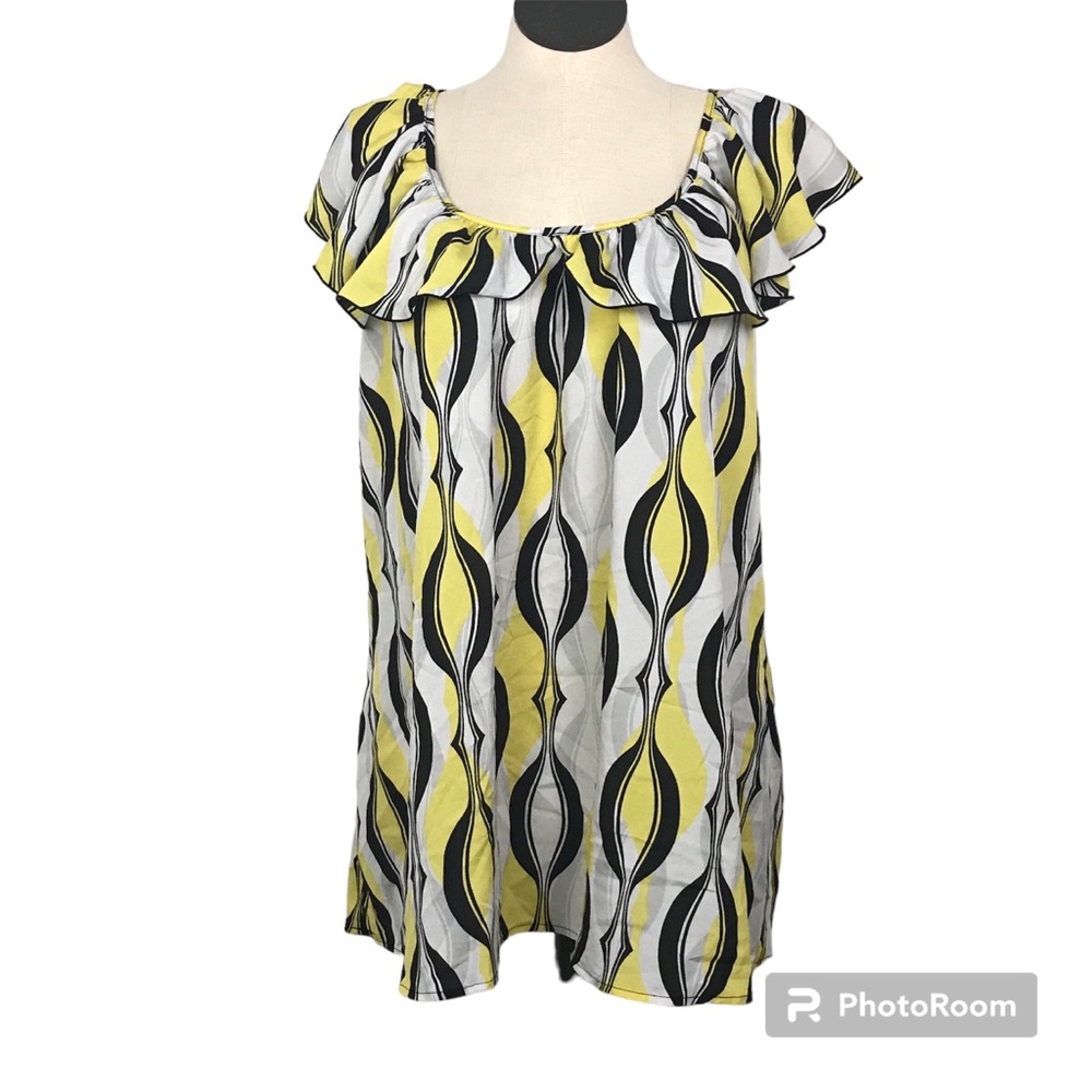 Jennifer Lauren Plus Ruffle Sleeveless Shirt Women’s Size 3X Multicolor Pullover